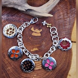 BRIGHTON Meadow Garden Silver Colorful Charm Bracelet